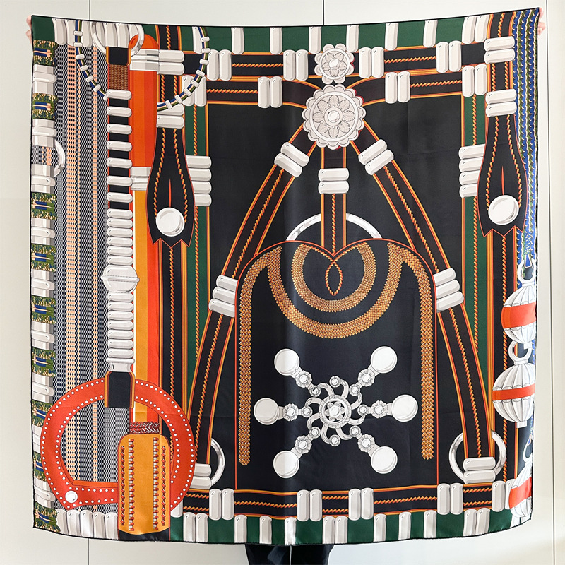 Travel Hair Accessories - Écharpe en soie imprimée Saddle Print,