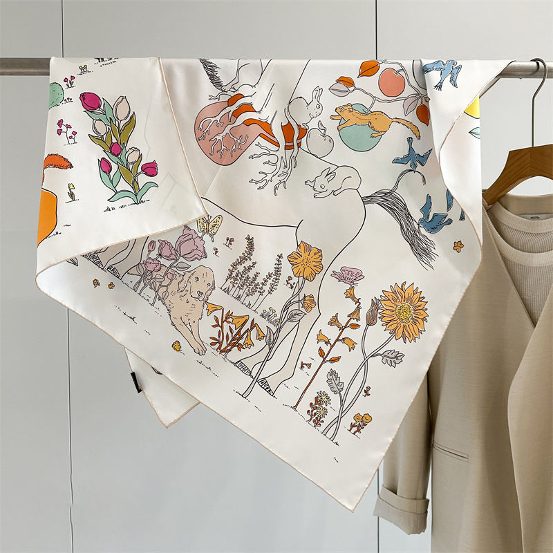 Travel Hair Accessories - Foulard en soie imprimé double face