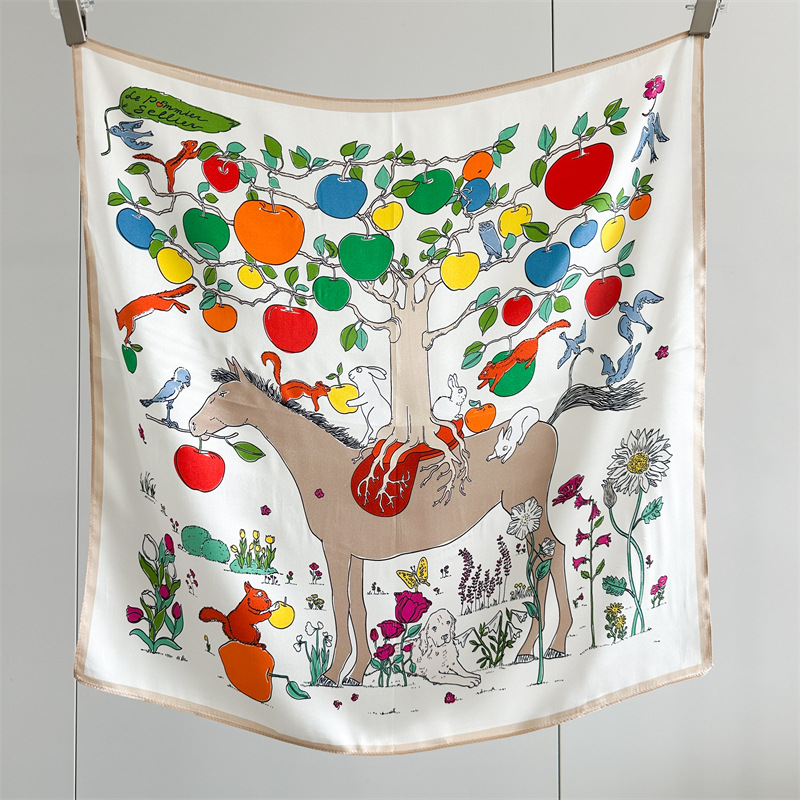 Travel Accessories Bag For Women - Foulard en soie motif cheval pour