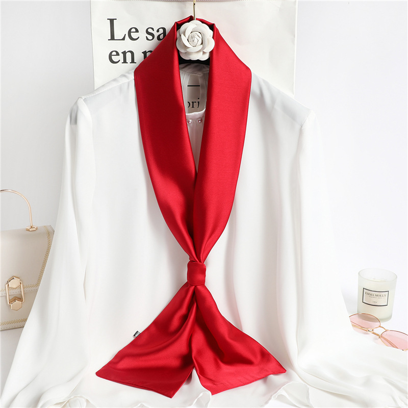 Travel Hair Accessories - Écharpe longue en soie unie rouge