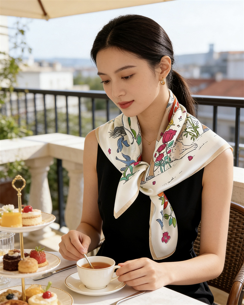 Foulard en soie motif cheval p - Travel Accessories Bag For Women avis et prix